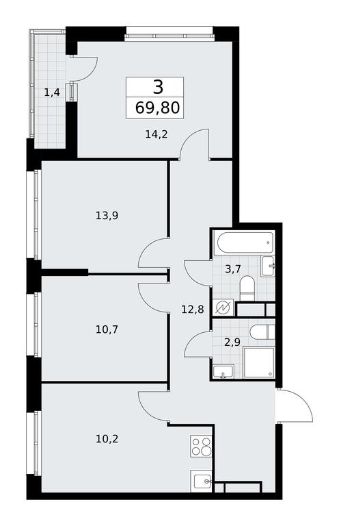 2-BD Apartment Sale, 69.8平方米 at Rodniye Kvartaly, Kvartal № 33, Marushkinskoye Settlement, Moscow, Russia #1 2-BD Apartment Sale, 69.8平方米 at Rodniye Kvartaly, Kvartal № 33, Marushkinskoye Settlement, Moscow, Russia #1