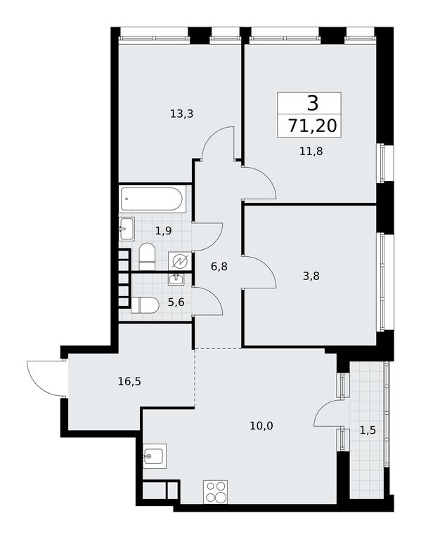 2-BD Apartment Sale, 71.2平方米 at Rodniye Kvartaly, Kvartal № 33, Marushkinskoye Settlement, Moscow, Russia #1 2-BD Apartment Sale, 71.2平方米 at Rodniye Kvartaly, Kvartal № 33, Marushkinskoye Settlement, Moscow, Russia #1