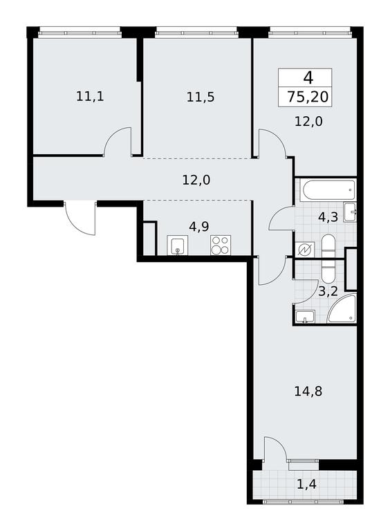 3-BD Apartment Sale, 75.2平方米 at Rodniye Kvartaly, Kvartal № 33, Marushkinskoye Settlement, Moscow, Russia #1 3-BD Apartment Sale, 75.2平方米 at Rodniye Kvartaly, Kvartal № 33, Marushkinskoye Settlement, Moscow, Russia #1