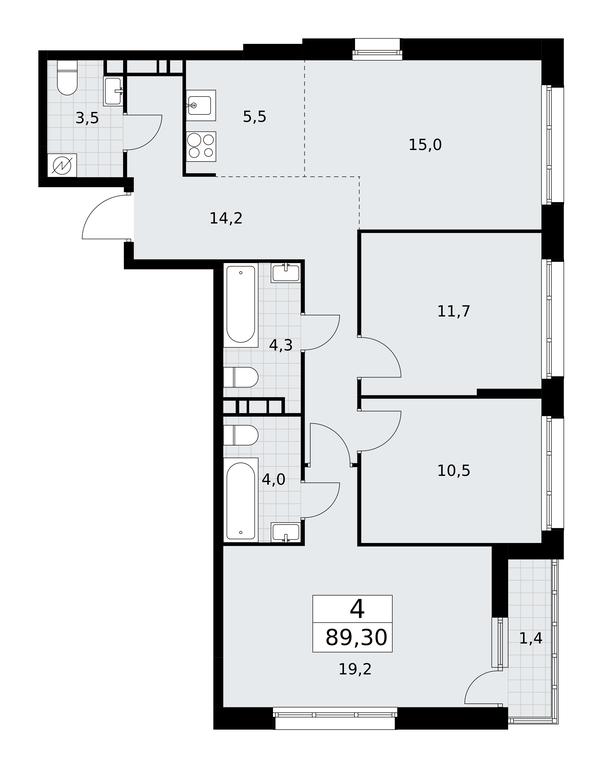 3-BD Apartment Sale, 89.3平方米 at Rodniye Kvartaly, Kvartal № 33, Marushkinskoye Settlement, Moscow, Russia #1 3-BD Apartment Sale, 89.3平方米 at Rodniye Kvartaly, Kvartal № 33, Marushkinskoye Settlement, Moscow, Russia #1