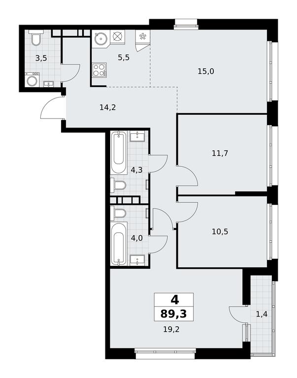 3-BD Apartment Sale, 89.3平方米 at Rodniye Kvartaly, Kvartal № 33, Marushkinskoye Settlement, Moscow, Russia #2 3-BD Apartment Sale, 89.3平方米 at Rodniye Kvartaly, Kvartal № 33, Marushkinskoye Settlement, Moscow, Russia #2