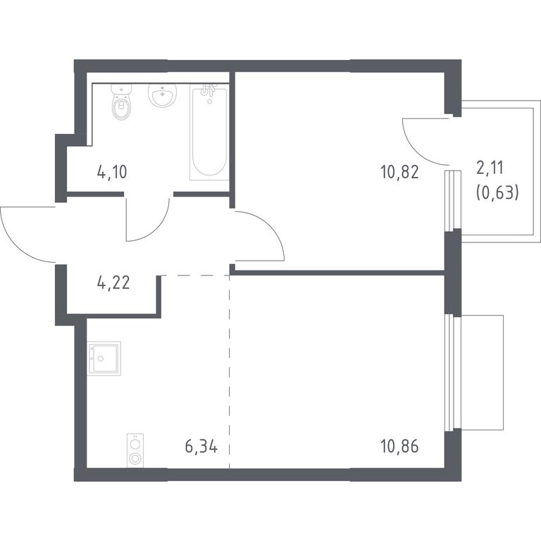 Apartment Sale, 36.97 sq. m. at Prigorod Lesnoe, Molodyozhny bulvar, 6, derevnya Misaylovo, Leninskiy City District, Moscow Region, Russia #1