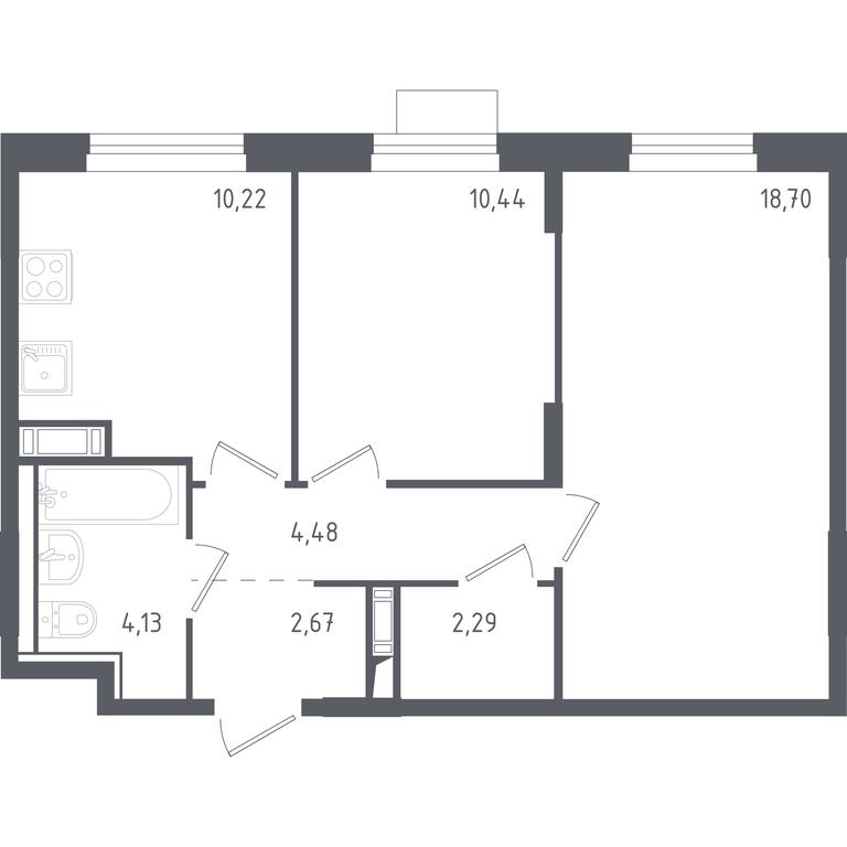 1-BD Apartment Sale, 52.93 sq. m. at Piatnitskie Luga, Pyatnitskoye Highway, 2, derevnya Yurlovo, Solnechnogorsk City District, Moscow Region, Russia #1