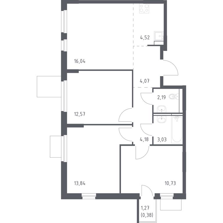 2-BD Apartment Sale, 71.55平方米 at Mytishchi Park, Silikatnaya ulitsa, 41к3, Mytischi, Moscow Region, Russia #1 2-BD Apartment Sale, 71.55平方米 at Mytishchi Park, Silikatnaya ulitsa, 41к3, Mytischi, Moscow Region, Russia #1