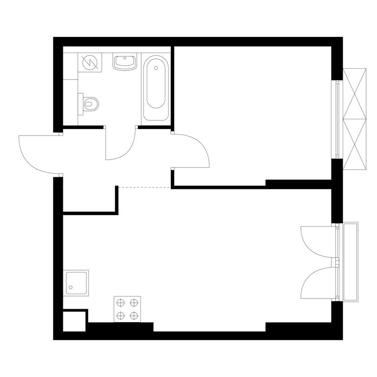 1-BD Apartment Sale, 38.2 sq. m. at Ilinskie Luga, Zapovednaya Street, 1, posyolok Ilyinskoye-Usovo, Krasnogorsk City District, Moscow Region, Russia #1