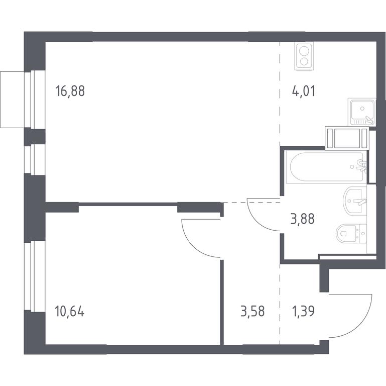 Apartment Sale, 40.38平方米 at Piatnitskie Luga, Pyatnitskoye Highway, 2, derevnya Yurlovo, Solnechnogorsk City District, Moscow Region, Russia #1