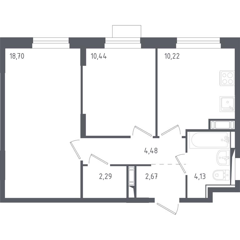 1-BD Apartment Sale, 52.93 sq. m. at Piatnitskie Luga, Pyatnitskoye Highway, 2, derevnya Yurlovo, Solnechnogorsk City District, Moscow Region, Russia #1