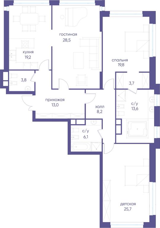 3-BD Apartment Sale, 141.6平方米 at Dom Na Tishinke, Sredny Tishinsky Lane, 5, Moscow, Russia #2 3-BD Apartment Sale, 141.6平方米 at Dom Na Tishinke, Sredny Tishinsky Lane, 5, Moscow, Russia #2