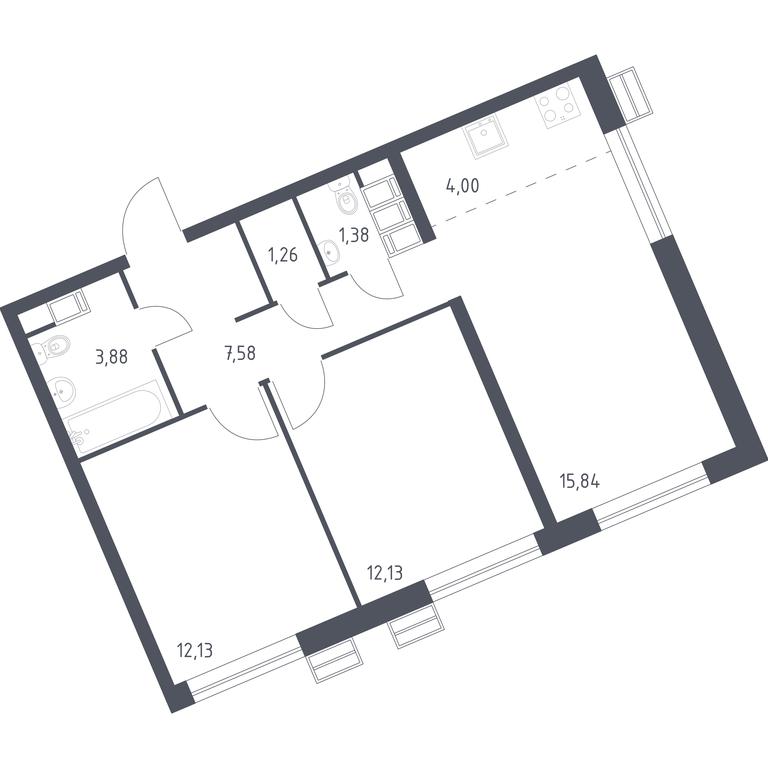 1-BD Apartment Sale, 58.2 sq. m. at Kvartal Rumyantsevo, ulitsa Admirala Kornilova, с1, Mosrentgen Settlement, Moscow, Russia #1 1-BD Apartment Sale, 58.2 sq. m. at Kvartal Rumyantsevo, ulitsa Admirala Kornilova, с1, Mosrentgen Settlement, Moscow, Russia #1
