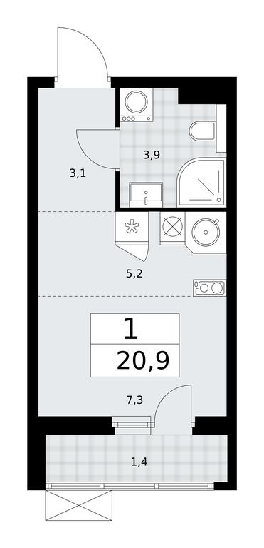 Apartment Sale, 20.9 sq. m. at Buninskie Kvartaly, Akademika Semyonova Street, 22, Moscow, Russia #1