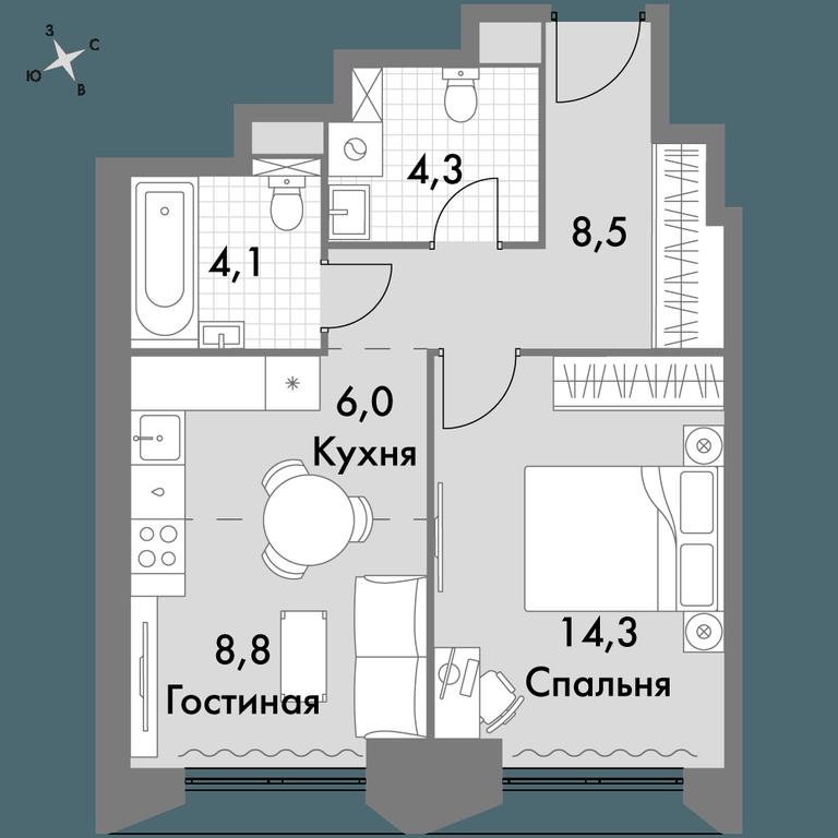 2-BD Apartment Sale, 46 sq. m. at Arkhitektor, Akademika Volgina Street, 2Д, Moscow, Russia #1 2-BD Apartment Sale, 46 sq. m. at Arkhitektor, Akademika Volgina Street, 2Д, Moscow, Russia #1