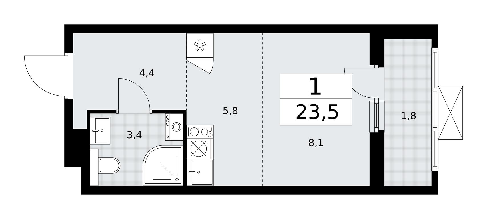 Apartment Sale, 23.5平方米 at Buninskie Kvartaly, Akademika Semyonova Street, 22, Moscow, Russia #1