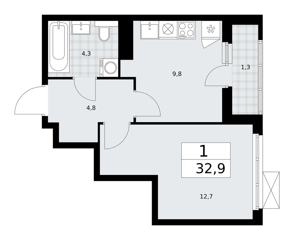 Apartment Sale, 32.9 sq. m. at Buninskie Kvartaly, Akademika Semyonova Street, 22, Moscow, Russia #1