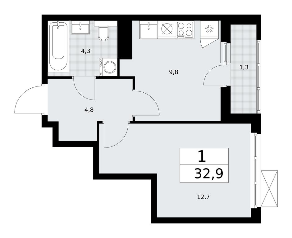 Apartment Sale, 32.9平方米 at Buninskie Kvartaly, Akademika Semyonova Street, 22, Moscow, Russia #1