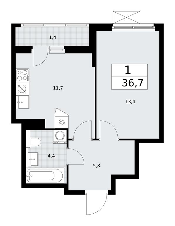 Продажа квартиры, 36,7 м² в ЖК «Бунинские кварталы», улица Академика Семёнова, 22, Москва, Россия #1