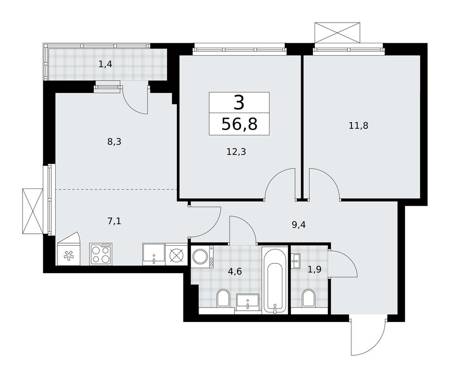 2-BD Apartment Sale, 56.8平方米 at Buninskie Kvartaly, Akademika Semyonova Street, 22, Moscow, Russia #1 2-BD Apartment Sale, 56.8平方米 at Buninskie Kvartaly, Akademika Semyonova Street, 22, Moscow, Russia #1