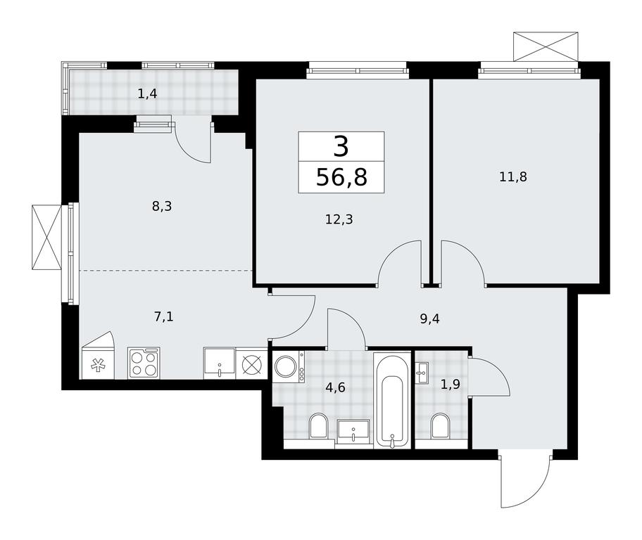 2-BD Apartment Sale, 56.8平方米 at Buninskie Kvartaly, Akademika Semyonova Street, 22, Moscow, Russia #1 2-BD Apartment Sale, 56.8平方米 at Buninskie Kvartaly, Akademika Semyonova Street, 22, Moscow, Russia #1
