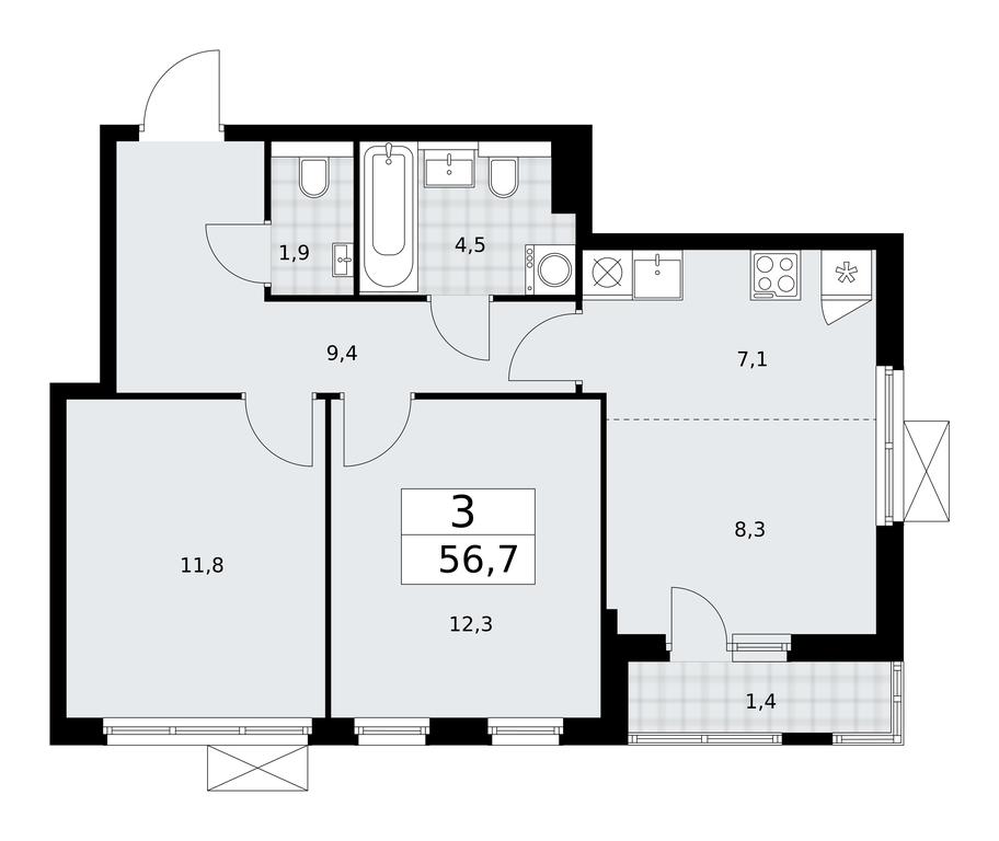 2-BD Apartment Sale, 56.7平方米 at Buninskie Kvartaly, Akademika Semyonova Street, 22, Moscow, Russia #1 2-BD Apartment Sale, 56.7平方米 at Buninskie Kvartaly, Akademika Semyonova Street, 22, Moscow, Russia #1