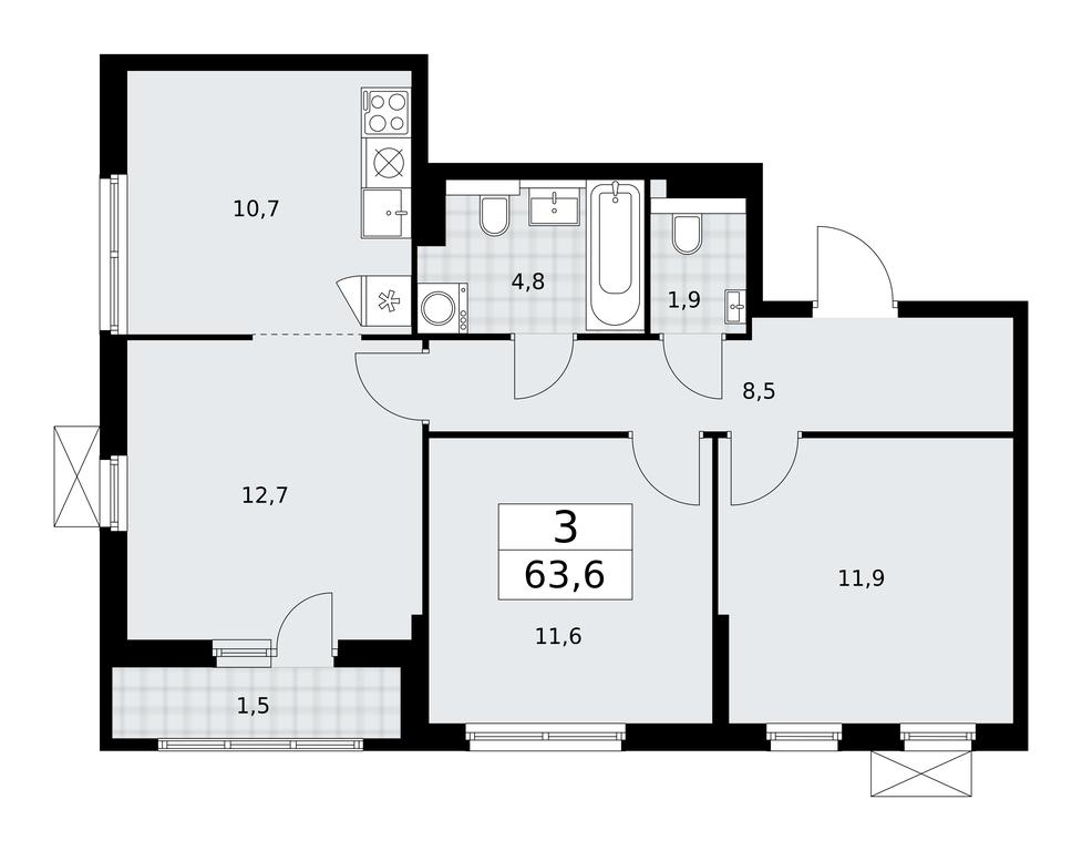 2-BD Apartment Sale, 63.6平方米 at Buninskie Kvartaly, Akademika Semyonova Street, 22, Moscow, Russia #1 2-BD Apartment Sale, 63.6平方米 at Buninskie Kvartaly, Akademika Semyonova Street, 22, Moscow, Russia #1