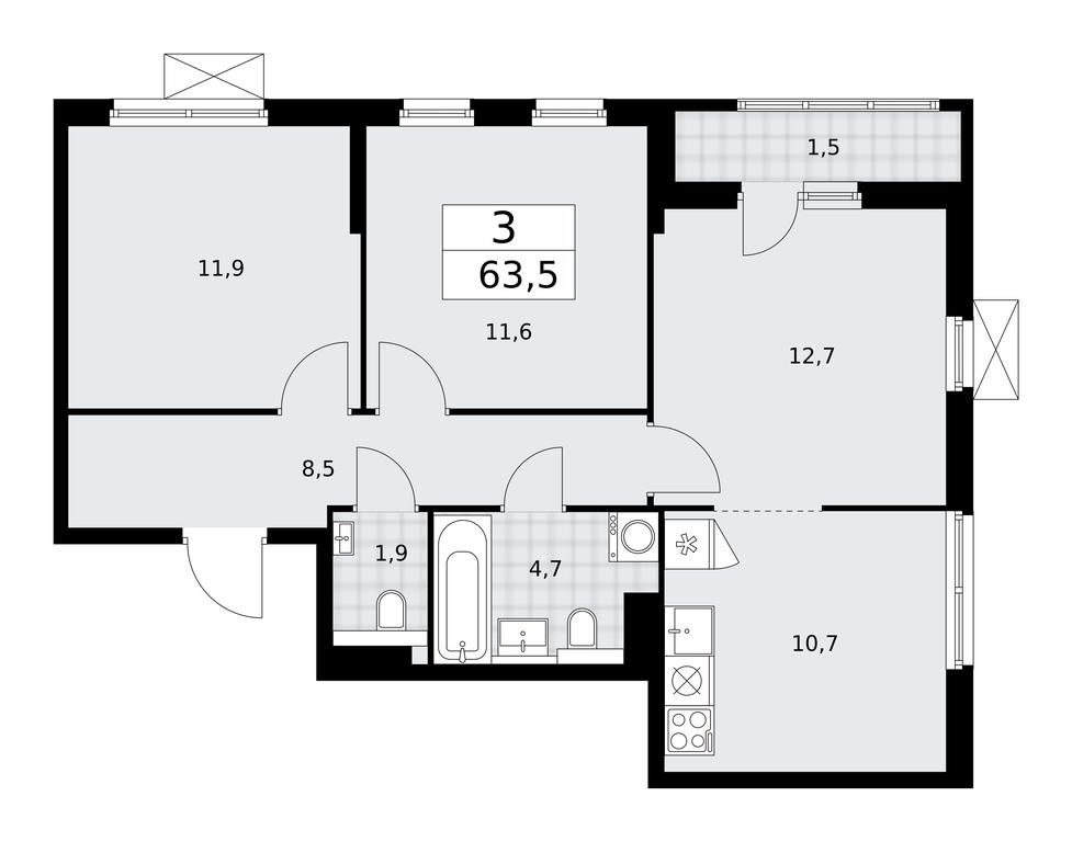 2-BD Apartment Sale, 63.5平方米 at Buninskie Kvartaly, Akademika Semyonova Street, 22, Moscow, Russia #1 2-BD Apartment Sale, 63.5平方米 at Buninskie Kvartaly, Akademika Semyonova Street, 22, Moscow, Russia #1