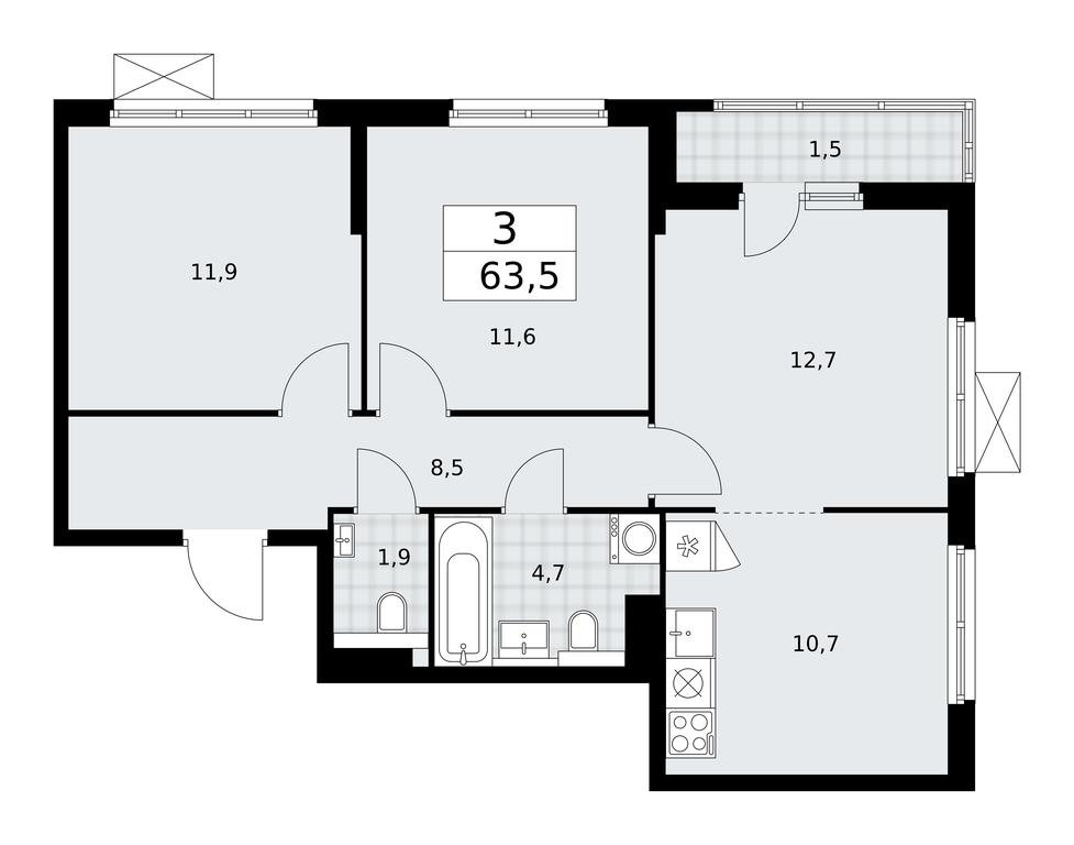 2-BD Apartment Sale, 63.5 sq. m. at Buninskie Kvartaly, Akademika Semyonova Street, 22, Moscow, Russia #1 2-BD Apartment Sale, 63.5 sq. m. at Buninskie Kvartaly, Akademika Semyonova Street, 22, Moscow, Russia #1