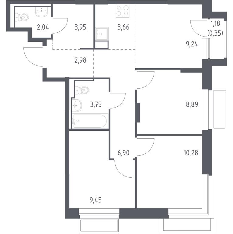 2-BD Apartment Sale, 61.49 sq. m. at Dolina Yauzy, Trudovaya Street, 23, Mytischi, Moscow Region, Russia #1 2-BD Apartment Sale, 61.49 sq. m. at Dolina Yauzy, Trudovaya Street, 23, Mytischi, Moscow Region, Russia #1