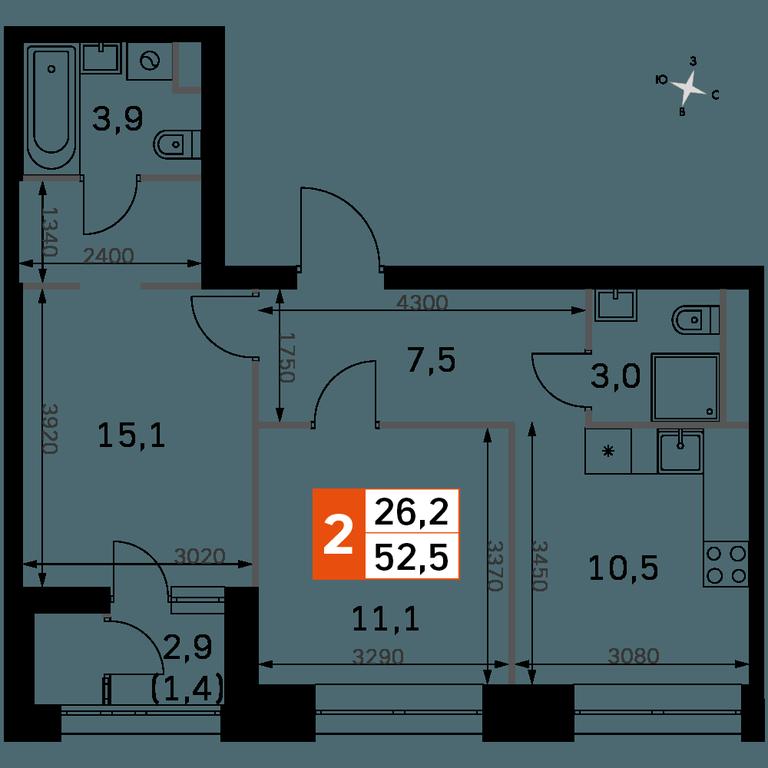 2-BD Apartment Sale, 52.1 sq. m. at Sky Garden, Stroitelny Drive, 9с6, Moscow, Russia #1 2-BD Apartment Sale, 52.1 sq. m. at Sky Garden, Stroitelny Drive, 9с6, Moscow, Russia #1