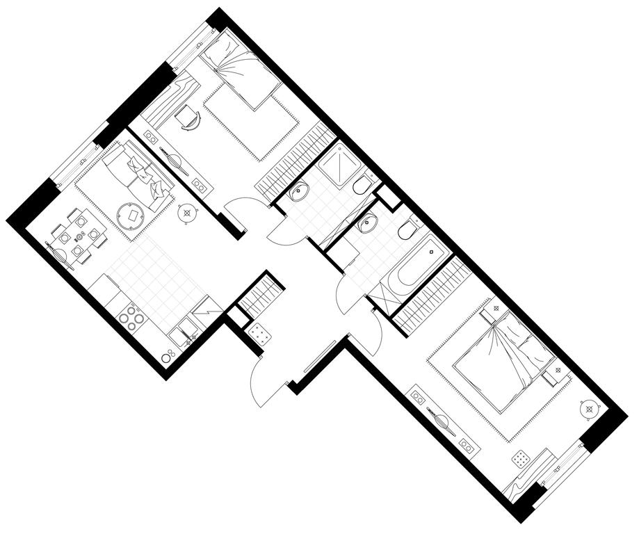 2-BD Apartment Sale, 66 sq. m. at Rezidentsii Skolkovo, Kashtanovaya ulitsa, 1, rabochiy posyolok Zarechye, Odintsovskiy City District, Moscow Region, Russia #1