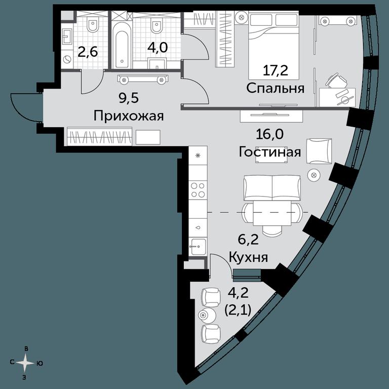1-BD Apartment Sale, 57.5平方米 at Sydney City, Shenogina Street, 2, Moscow, Russia #1 1-BD Apartment Sale, 57.5平方米 at Sydney City, Shenogina Street, 2, Moscow, Russia #1