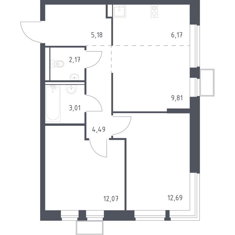 1-BD Apartment Sale, 55.59平方米 at Egorovo Park, 1-y kvartal, posyolok Zhilino-1, Lubertsy City District, Moscow Region, Russia #1 1-BD Apartment Sale, 55.59平方米 at Egorovo Park, 1-y kvartal, posyolok Zhilino-1, Lubertsy City District, Moscow Region, Russia #1