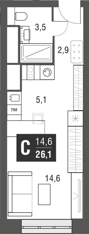 Apartment Sale, 26.1平方米 at Afi Tower, Serebryakova Drive, 11-13к1, Moscow, Russia #1 Apartment Sale, 26.1平方米 at Afi Tower, Serebryakova Drive, 11-13к1, Moscow, Russia #1