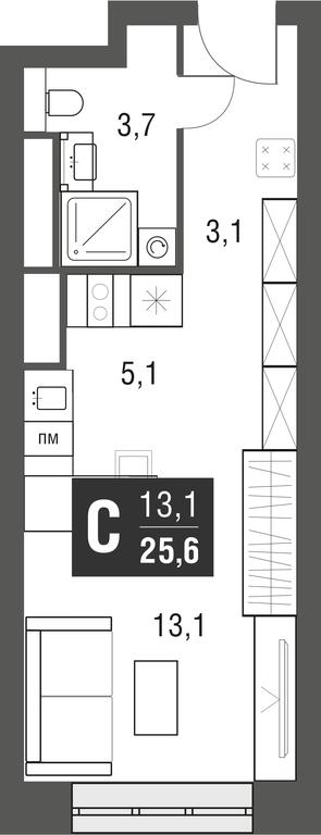 Apartment Sale, 25.6 sq. m. at Afi Tower, Serebryakova Drive, 11-13к1, Moscow, Russia #1
