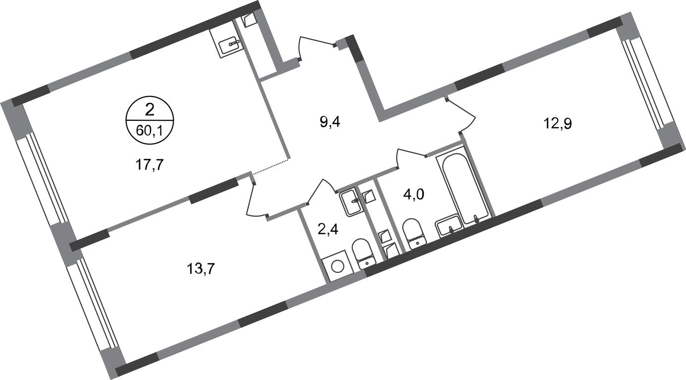 2-BD Apartment Sale, 60.1 sq. m. at Peredelkino Blizhnee, Korneya Chukovskogo Street, 1, Vnukovskoye Settlement, Moscow, Russia #1 2-BD Apartment Sale, 60.1 sq. m. at Peredelkino Blizhnee, Korneya Chukovskogo Street, 1, Vnukovskoye Settlement, Moscow, Russia #1