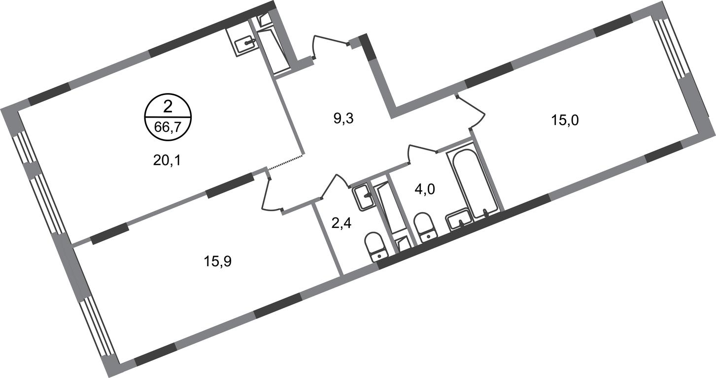 2-BD Apartment Sale, 66.7 sq. m. at Peredelkino Blizhnee, Korneya Chukovskogo Street, 1, Vnukovskoye Settlement, Moscow, Russia #1 2-BD Apartment Sale, 66.7 sq. m. at Peredelkino Blizhnee, Korneya Chukovskogo Street, 1, Vnukovskoye Settlement, Moscow, Russia #1