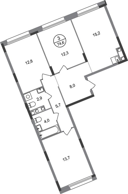 3-BD Apartment Sale, 74.6 sq. m. at Peredelkino Blizhnee, Korneya Chukovskogo Street, 1, Vnukovskoye Settlement, Moscow, Russia #1 3-BD Apartment Sale, 74.6 sq. m. at Peredelkino Blizhnee, Korneya Chukovskogo Street, 1, Vnukovskoye Settlement, Moscow, Russia #1