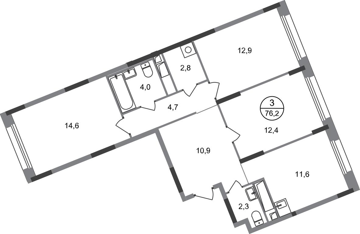 3-BD Apartment Sale, 76.2 sq. m. at Peredelkino Blizhnee, Korneya Chukovskogo Street, 1, Vnukovskoye Settlement, Moscow, Russia #1 3-BD Apartment Sale, 76.2 sq. m. at Peredelkino Blizhnee, Korneya Chukovskogo Street, 1, Vnukovskoye Settlement, Moscow, Russia #1