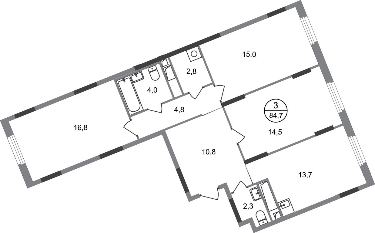 3-BD Apartment Sale, 84.7平方米 at Peredelkino Blizhnee, Korneya Chukovskogo Street, 1, Vnukovskoye Settlement, Moscow, Russia #1 3-BD Apartment Sale, 84.7平方米 at Peredelkino Blizhnee, Korneya Chukovskogo Street, 1, Vnukovskoye Settlement, Moscow, Russia #1