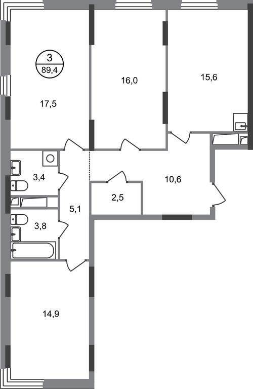 3-BD Apartment Sale, 89.4 sq. m. at Peredelkino Blizhnee, Korneya Chukovskogo Street, 1, Vnukovskoye Settlement, Moscow, Russia #1