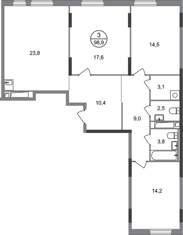 3-BD Apartment Sale, 98.9平方米 at Peredelkino Blizhnee, Korneya Chukovskogo Street, 1, Vnukovskoye Settlement, Moscow, Russia #1 3-BD Apartment Sale, 98.9平方米 at Peredelkino Blizhnee, Korneya Chukovskogo Street, 1, Vnukovskoye Settlement, Moscow, Russia #1