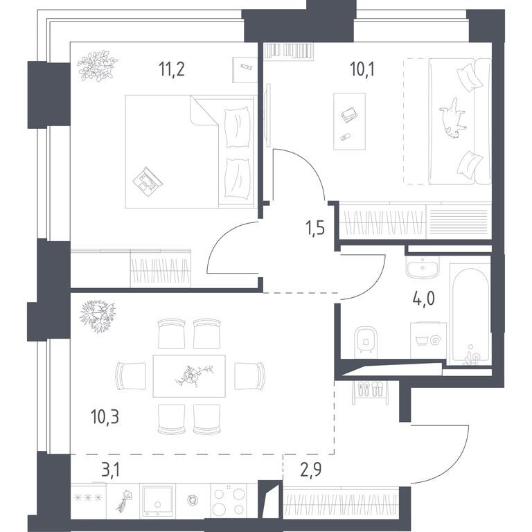 1-BD Apartment Sale, 43.07 sq. m. at Vereiskaya 41, Vereyskaya Street, 41, Moscow, Russia #1 1-BD Apartment Sale, 43.07 sq. m. at Vereiskaya 41, Vereyskaya Street, 41, Moscow, Russia #1