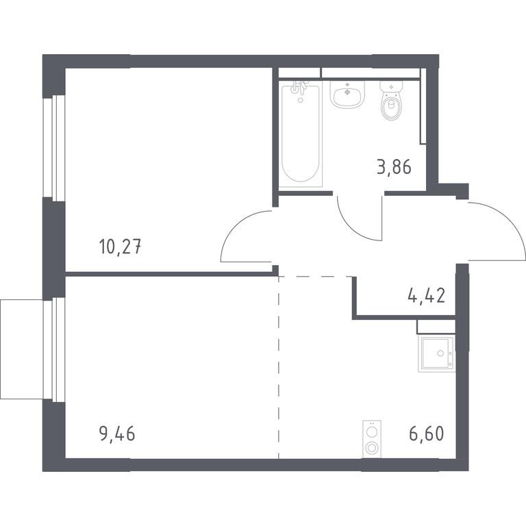 Apartment Sale, 34.61 sq. m. at Mytishchi Park, Silikatnaya ulitsa, 41к3, Mytischi, Moscow Region, Russia #1