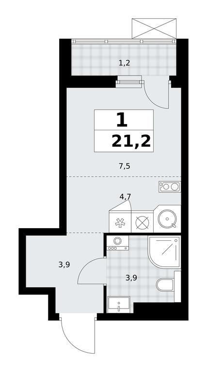 Apartment Sale, 21.2平方米 at Buninskie Kvartaly, Akademika Semyonova Street, 22, Moscow, Russia #2
