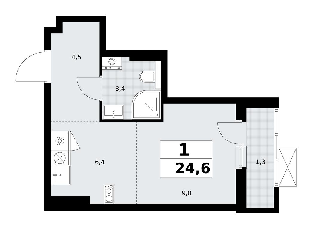 Apartment Sale, 24.6平方米 at Buninskie Kvartaly, Akademika Semyonova Street, 22, Moscow, Russia #1