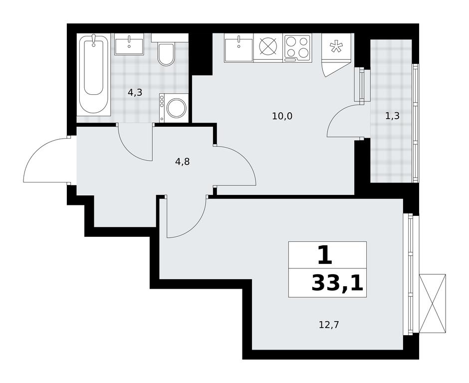 Apartment Sale, 33.1 sq. m. at Buninskie Kvartaly, Akademika Semyonova Street, 22, Moscow, Russia #2