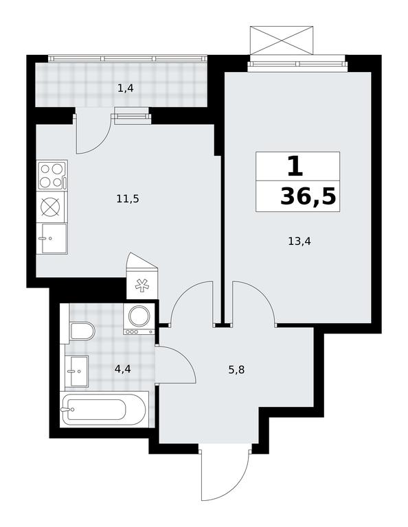 Apartment Sale, 36.5平方米 at Buninskie Kvartaly, Akademika Semyonova Street, 22, Moscow, Russia #1