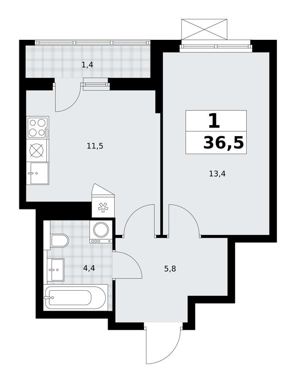 Apartment Sale, 36.5平方米 at Buninskie Kvartaly, Akademika Semyonova Street, 22, Moscow, Russia #2