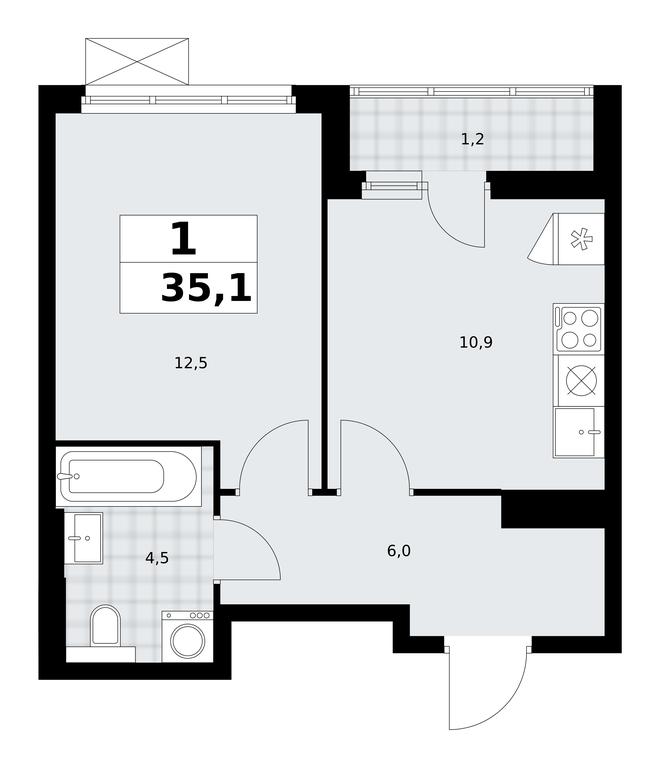 Apartment Sale, 35.1 sq. m. at Buninskie Kvartaly, Akademika Semyonova Street, 22, Moscow, Russia #1
