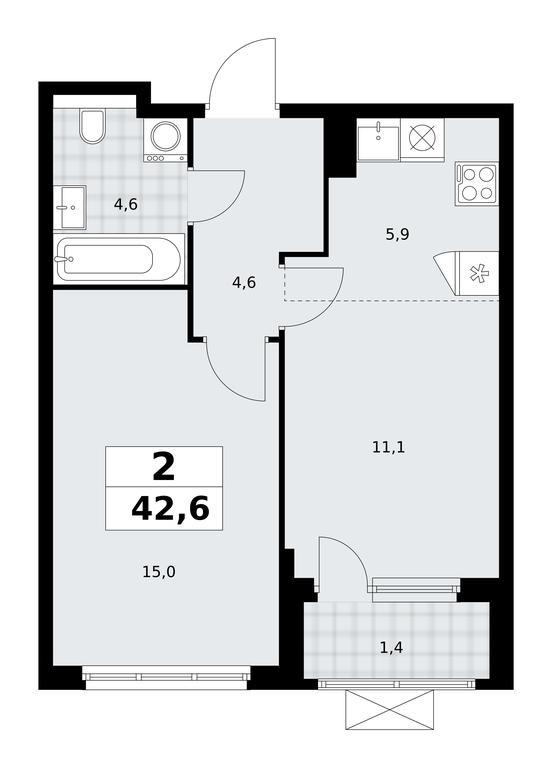 1-BD Apartment Sale, 42.6平方米 at Buninskie Kvartaly, Akademika Semyonova Street, 22, Moscow, Russia #1 1-BD Apartment Sale, 42.6平方米 at Buninskie Kvartaly, Akademika Semyonova Street, 22, Moscow, Russia #1
