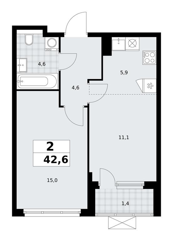1-BD Apartment Sale, 42.6平方米 at Buninskie Kvartaly, Akademika Semyonova Street, 22, Moscow, Russia #2 1-BD Apartment Sale, 42.6平方米 at Buninskie Kvartaly, Akademika Semyonova Street, 22, Moscow, Russia #2