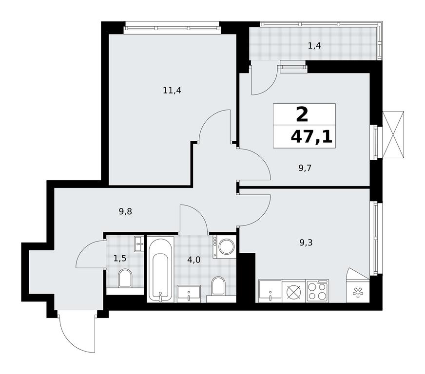 1-BD Apartment Sale, 47.1平方米 at Buninskie Kvartaly, Akademika Semyonova Street, 22, Moscow, Russia #1 1-BD Apartment Sale, 47.1平方米 at Buninskie Kvartaly, Akademika Semyonova Street, 22, Moscow, Russia #1